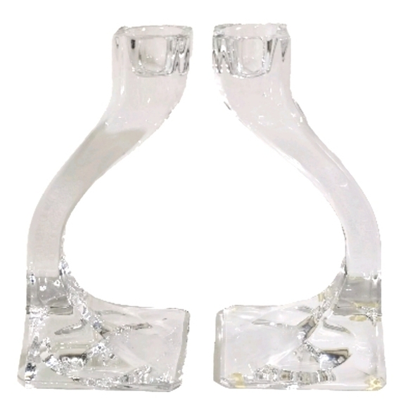 Pair Of Claus Josef Riedel Classic Elegant Mininalist Crystal Candle Holders - Picture 2 of 10